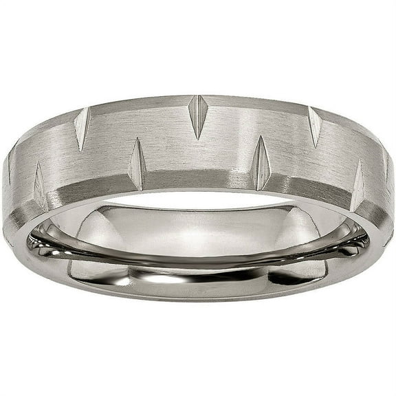 Primal Steel Titanium Brushed 6mm Beveled Edge Notched Band