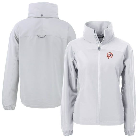 Women's Cutter & Buck Gray New York Yankees Cooperstown Collection Charter Eco Recycled Full-Zip Jacket