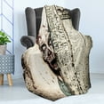 thumbnail image 4 of Zombie Soft Flannel Fleece Throw Blanket, Dead Man in Abandoned Old House Hell Style Mystery Blood Vampire Design, Cozy Plush for Indoor and Outdoor Use, 60" x 80", Jade Green Cream, by Ambesonne, 4 of 5