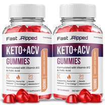 (2 Pack) Fast Ripped Keto ACV Gummies, Apple Cider Vinegar, Max Strength, 2 Month Supply, Made in USA