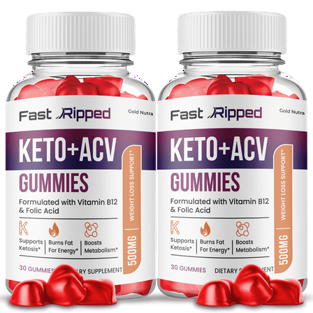 (2 Pack) Fast Ripped Keto ACV Gummies, Apple Cider Vinegar, Max Strength, 2 Month Supply, Made in USA