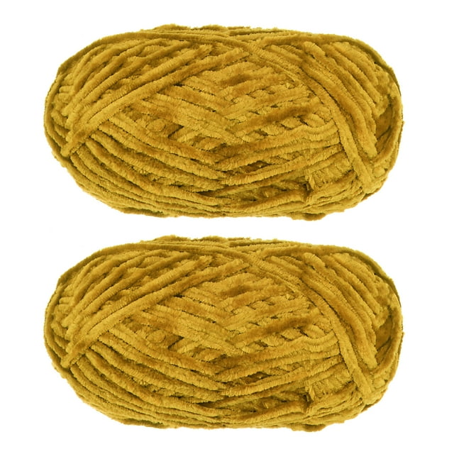 Unique Bargains 2 Pelotes Fil Velours Fil Chenille 87,49 Verges Polyester Fil Doux pour Couverture 2 Pcs Moutarde