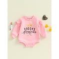 thumbnail image 2 of Suealasg Newborn Baby Girls Sweatshirt Rompers 3 6 12 18 Months Infant Girl Long Sleeve Crown Letters Print Bubble Romper Bodysuit Fall Winter Clothes, 2 of 7