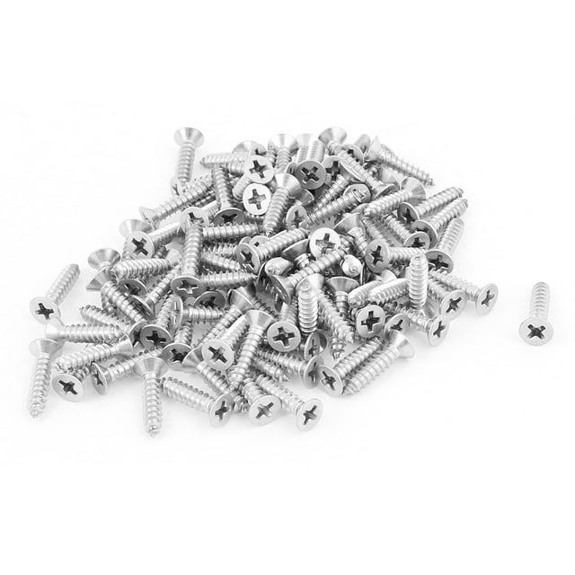Tornillos autorroscantes de cabeza plana Phillips de acero inoxidable M4x18mm, 100 piezas