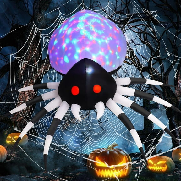 GOOSH Halloween Inflatable 6 FT Spider Inflatables Outdoor Decorations with Magic Light, Scary Inflatable Halloween Spider Blow Up Spider, Halloween Blow Up Decorations Outside Clearance for Holiday