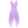 thumbnail image 4 of iiniim Girls V Neck Sleeveless Princess Asymmetric High-Low Pleated Dress Lavender 8, 4 of 7