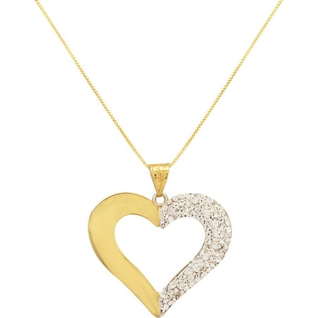 Polished Crystal 18kt Gold-Plated Sterling Silver Open Heart Pendant, 18