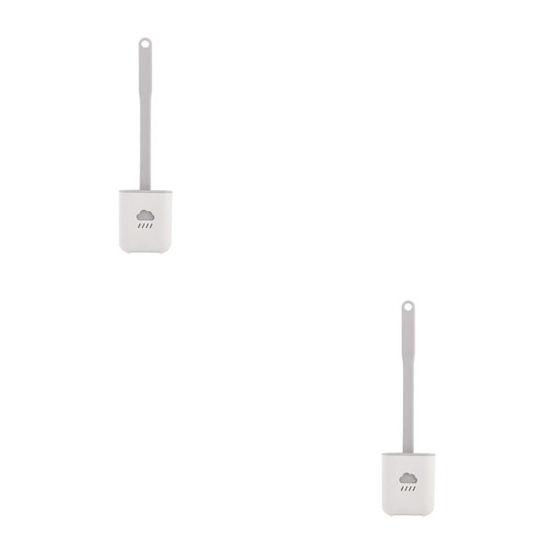 Matsuzay Soporte de cepillo de silicona para inodoro, juego de cepillo de limpieza creativo, juego de soporte para cepillo de baño, herramienta gris blanco 2Conjunto