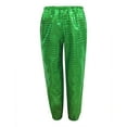 thumbnail image 4 of Splozh Girls School Pants Fashion Girls Pants Sparkly Trousers Shiny Jogger Pants Street Dancewear Long Pants Trendy Kids Pants Girls,Green,11-12 Years, 4 of 5
