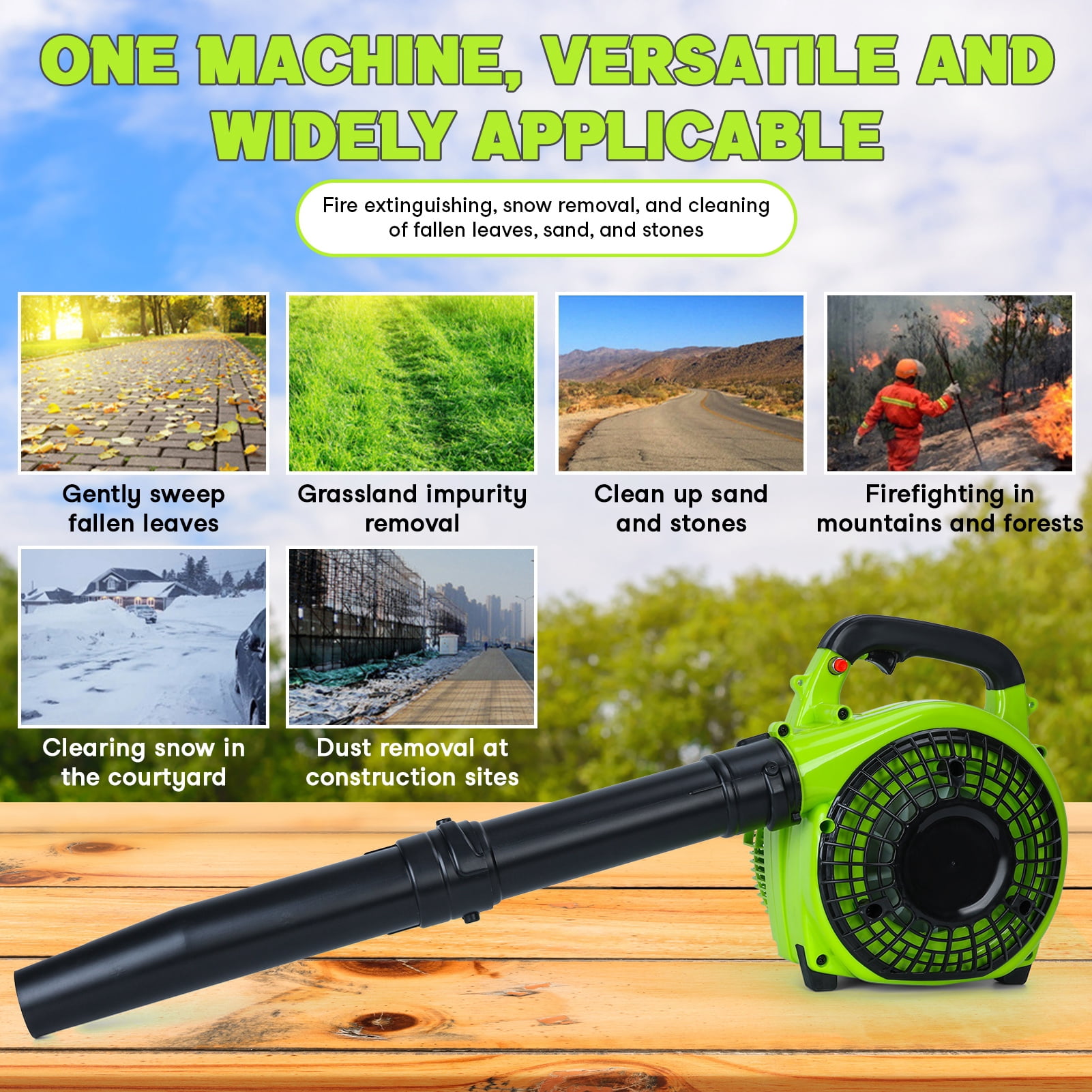 Andvari 2-Stroke Gas Leaf Blower, 26CC Handheld Yard Cleaner for Lawn Snow & Debris
