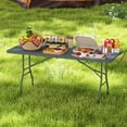 thumbnail image 4 of Costway 6 ft Portable Folding Table with HDPE Tabletop Safe Lock Mechanism Carrying Handle Gray, 4 of 8