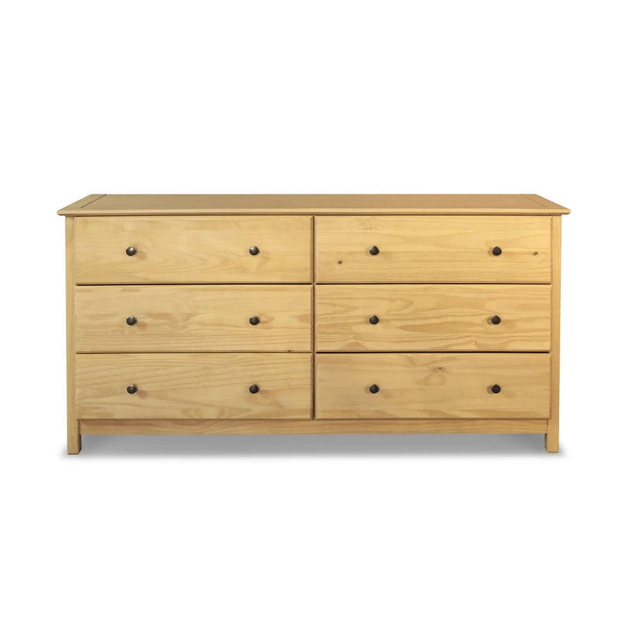 Grain Wood Furniture Shaker 6 Drawer Dresser Solid Pine Wood Natural