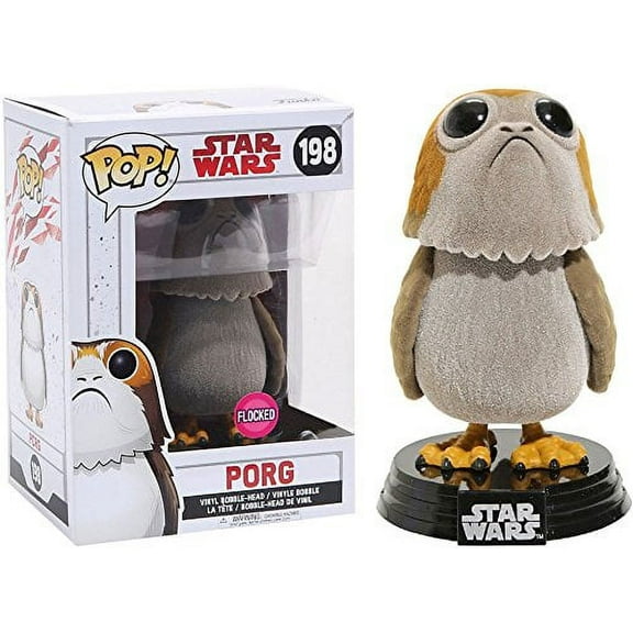 Funko POP! Star Wars The Last Jedi Porg #198 CHASE [Flocked] Exclusive (Open Mouth)