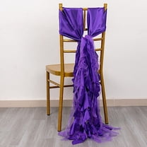 BalsaCircle 5 Purple Curly Willow Chiffon Satin Chair Sashes Wedding Party Events Reception Decorations Supplies