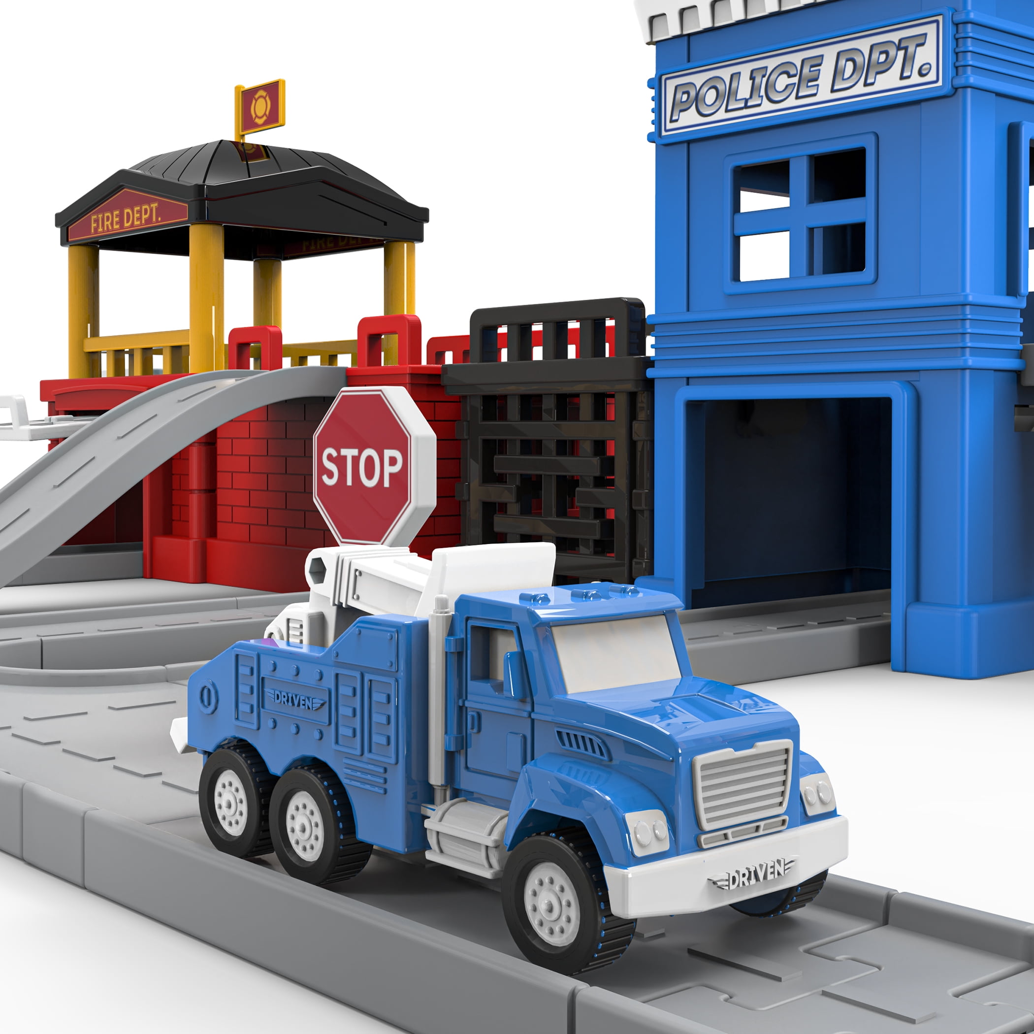 Driven by Battat 129-Piece City Playset with Toy Vehicles and Buildings for Kids 3+ Years Old