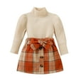 thumbnail image 2 of Cethrio Clothes Sets for Girls Top+Skirt Plaid Orange Skirt Set Size 18M, 2 of 6