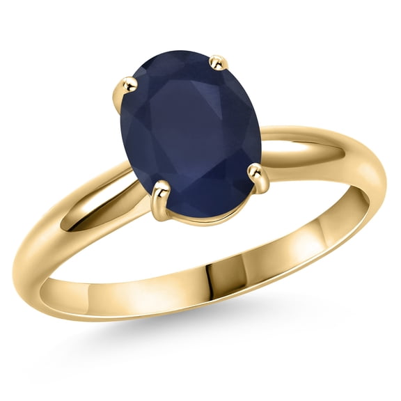 Gem Stone King 14K Yellow Gold Blue Sapphire Engagement Ring for Women | 3.00 Cttw | Oval 10X8MM | Gemstone September Birthstone | Size 7