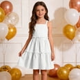 thumbnail image 6 of NAISIBABY Girls Summer Dress, with Pockets Ruffles Tiered Sleeveless Kids Cute Flowy Sundress White Size 11, 6 of 8