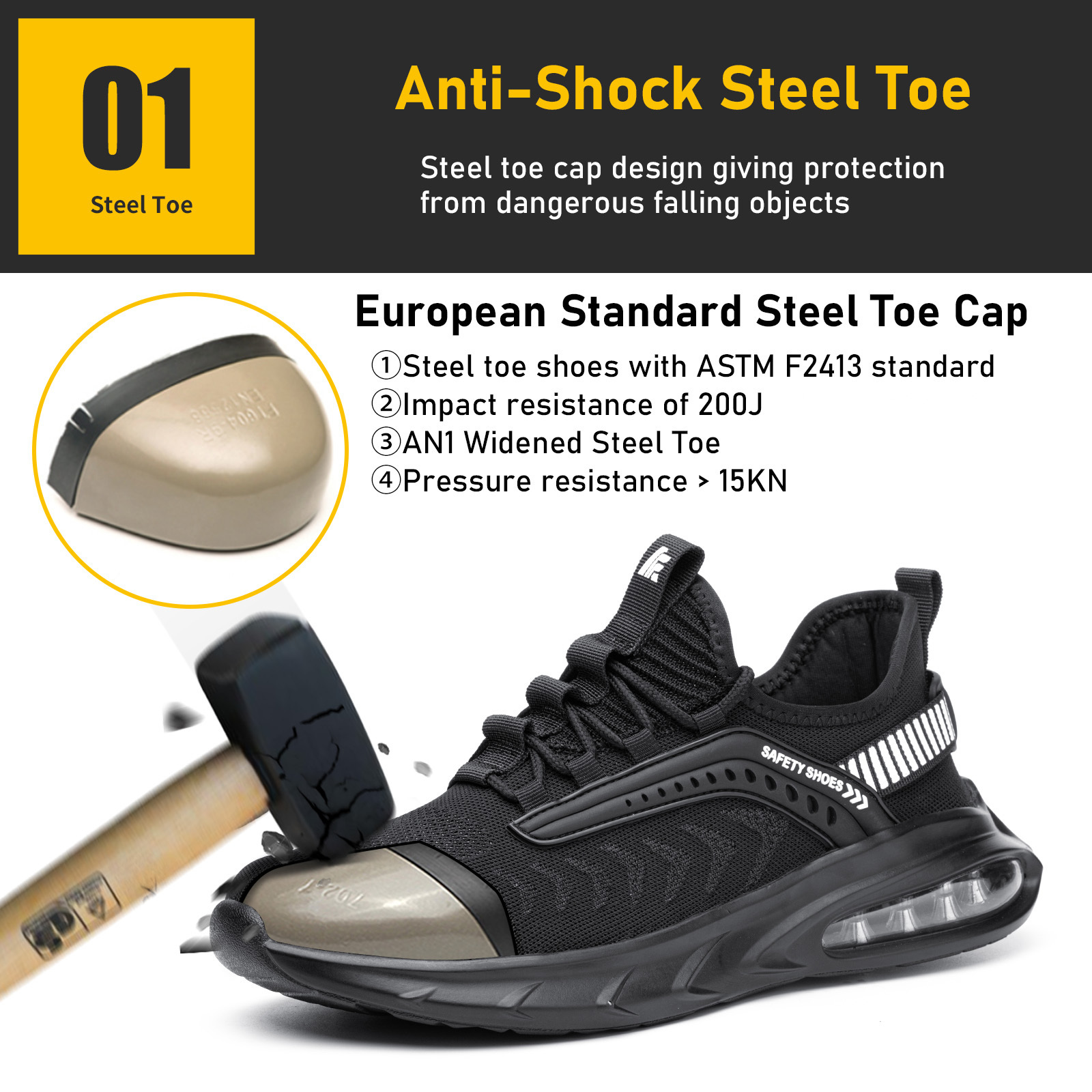 Furuian Steel Toe Slip-Resistant Safety Sneakers photo 2
