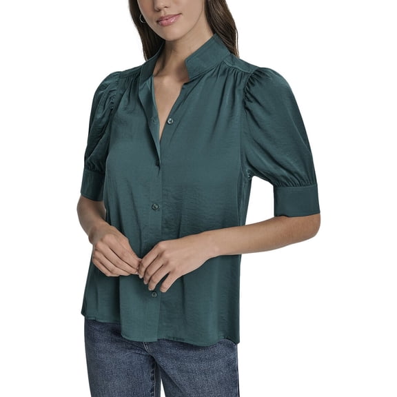 DKNY womens  Puff Sleeve Shirt, l