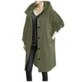 thumbnail image 1 of Women‘s Plus Size Solid Color Button Pocket Recreational Hooded Long Sleeve Windbreaker Coat Tops, 1 of 4