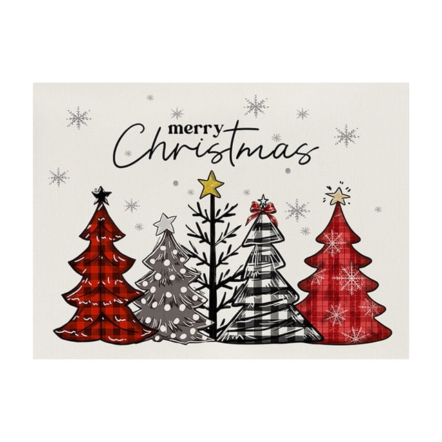 Christmas Tree Decorations,Winter Christmas Tree Placemats 12x18 Inches, Holiday Table Mats for Party Kitchen Dining Room