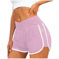 thumbnail image 2 of Feancey Running Shorts for Women Crossover Waist Casual Workout Shorts Summer Fashion Color Block Track Shorts with Side Pockets Pink XXL, 2 of 5