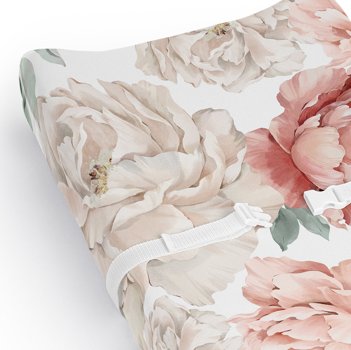 Sweet Jojo Designs Peony Floral Garden Pink and Ivory Girl Changing Pad Cover Sheet