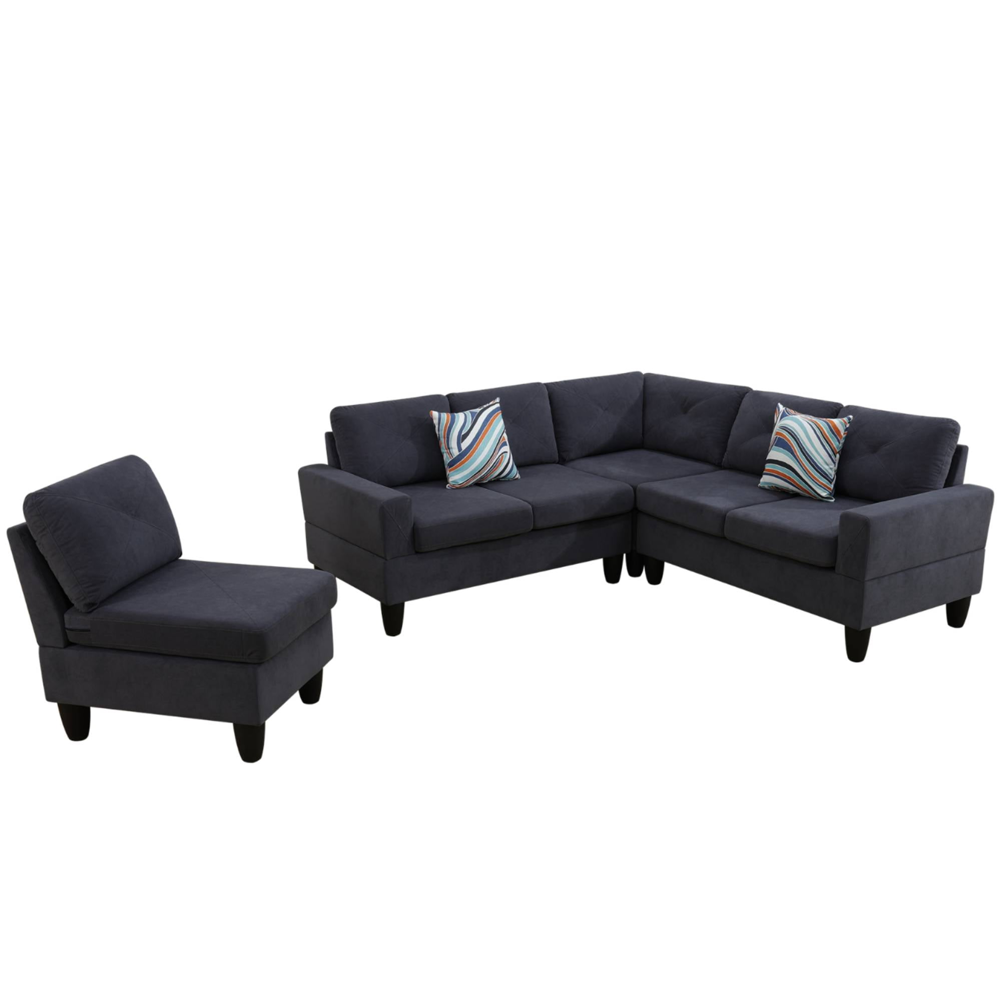 L Shaped Sofa Couch U Shaped Sectional Corner Sofa 6-Seater Furniture Modular Couches for Living room, Dark Grey