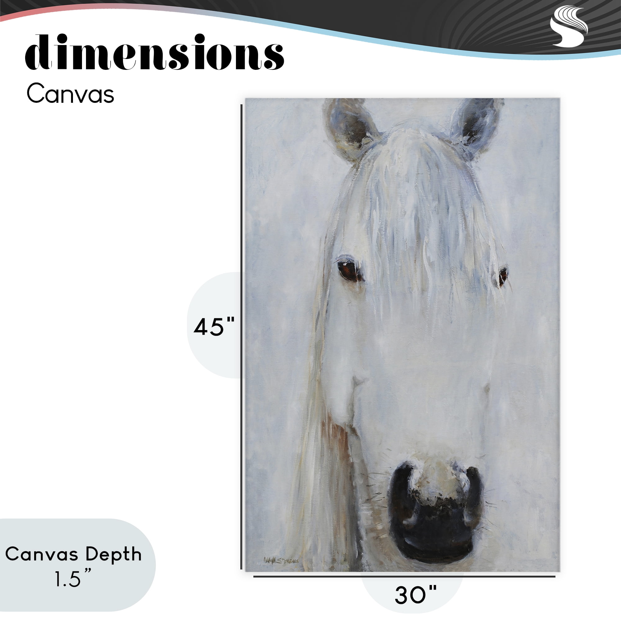 Stupell Industries Pure White Horse Portrait Canvas Wall Art, design by Jadei Graphics