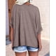 thumbnail image 5 of Camisetas de Gran Tamaño para Mujer, Cuello en V, Corta, Camisetas Holgadas Informales de Verano. Marrón L, 5 of 9