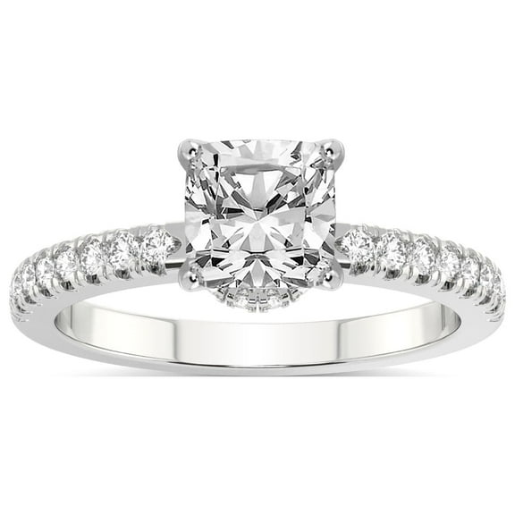 2 Carat IGI Certified Cushion Shape Lab Grown Diamond Engagement Ring | 14K White Gold | Galen Secret Halo Lab Diamond Ring | FG-VS1-VS2 Quality Friendly Diamonds