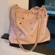 thumbnail image 5 of Bolso de cubo, bolso de mano, correa de cadena larga, bolso de un solo hombro de PU para viaje de fiesta, tamaño libre rosa, 5 of 8