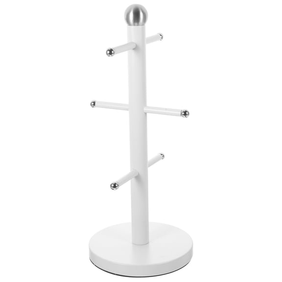 LEORX White Iron Mug Tree Holder Organizer for Bar Use Easy to Clean Convenient Coffee Cup Rack 14.5 Inch