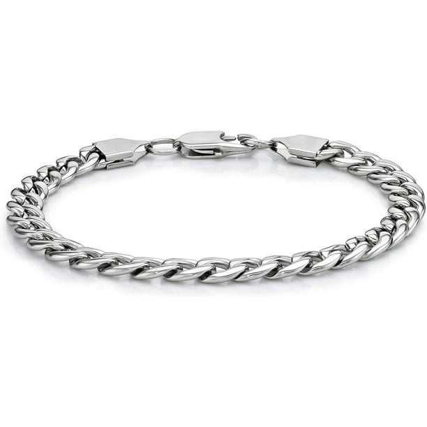 Men's Curb Chain Bracelet Stainless Steel Durable 9.5 Inches Lobster ...