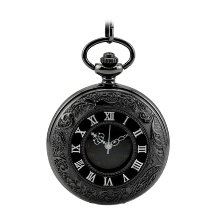 Vintage Steampunk Necklace Pendant Pocket Watch Black Gift