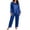 Blue, variant on Women Plus Size Satin Pajama Set Sevevn Long Sleeve Crew Neck Top Wide Leg Pants Soft Sleep Loungewear For Daily Home Use