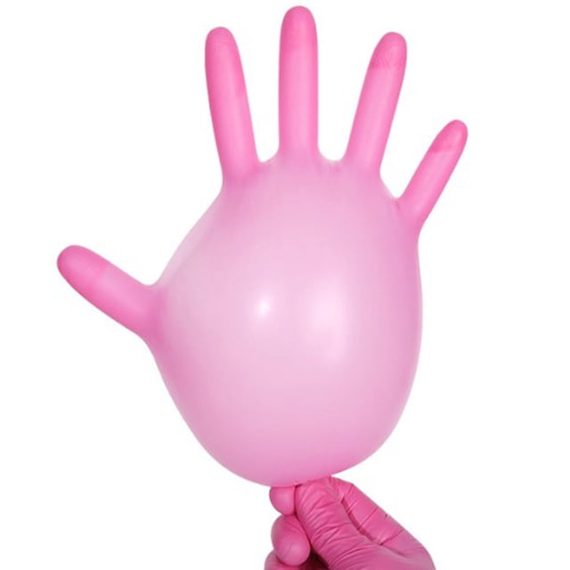 Guante de nitrilo rosa, guante de nitrilo de 100 piezas Guante de nitrilo desechable Guantes de goma desechables Calidad en la que puede confiar