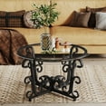 thumbnail image 6 of 3-Piece Tempered Glass Coffee Table Set with Sturdy Construction and Rustic Black Finish for Living Room, 6 of 11