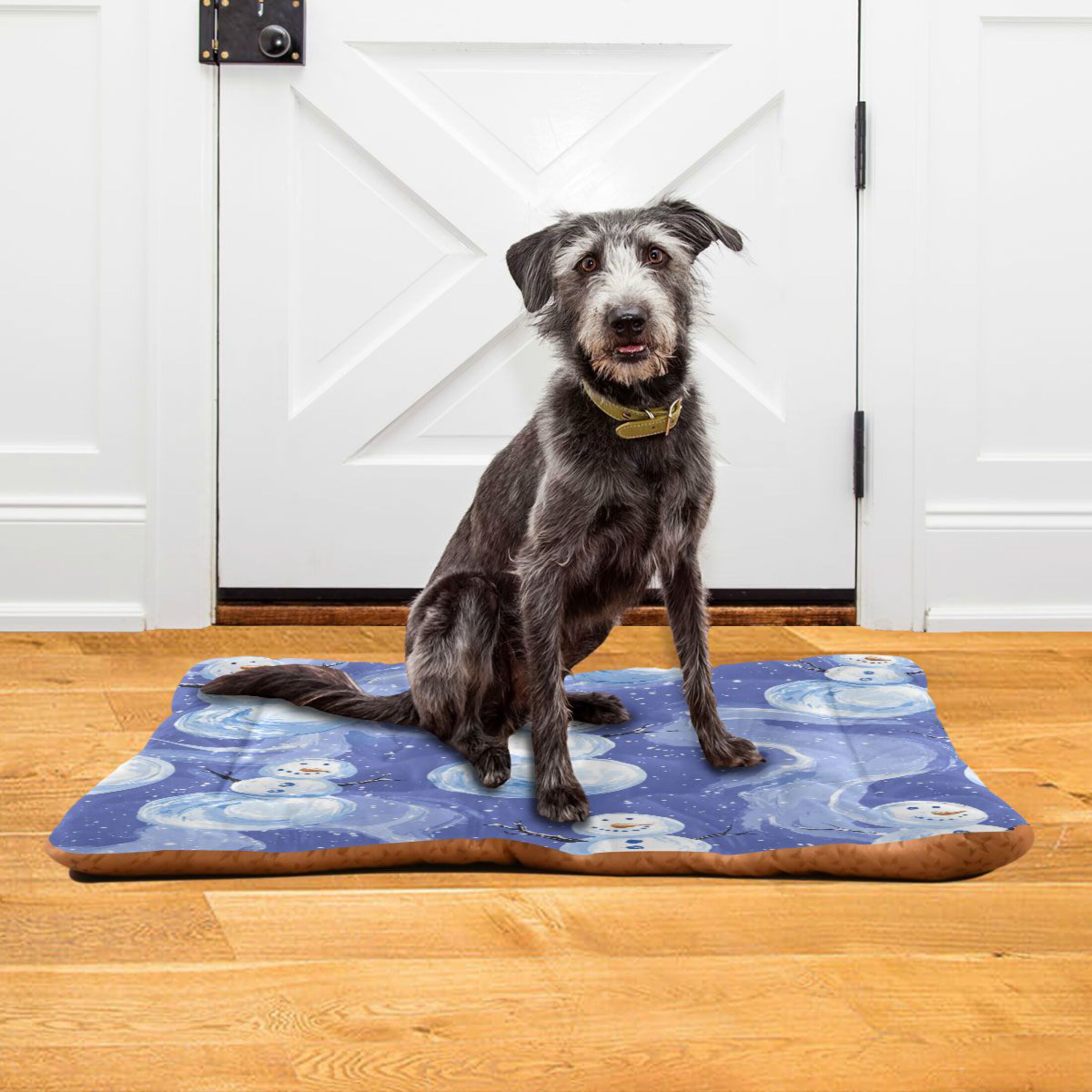 Qxltty Illustration Of Snowmen on Lavender Background Ped Pad Wear-resistant and Hard to Bite Through Sleeping Pad for Small Medium Large Dogs Winter Pet Bed 36×24in