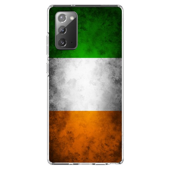 DistinctInk Clear Shockproof Hybrid Case for Galaxy Note 20 ULTRA (6.9" Screen) - TPU Bumper, Acrylic Back, Tempered Glass Screen Protector - Ireland Old Flag - Ireland