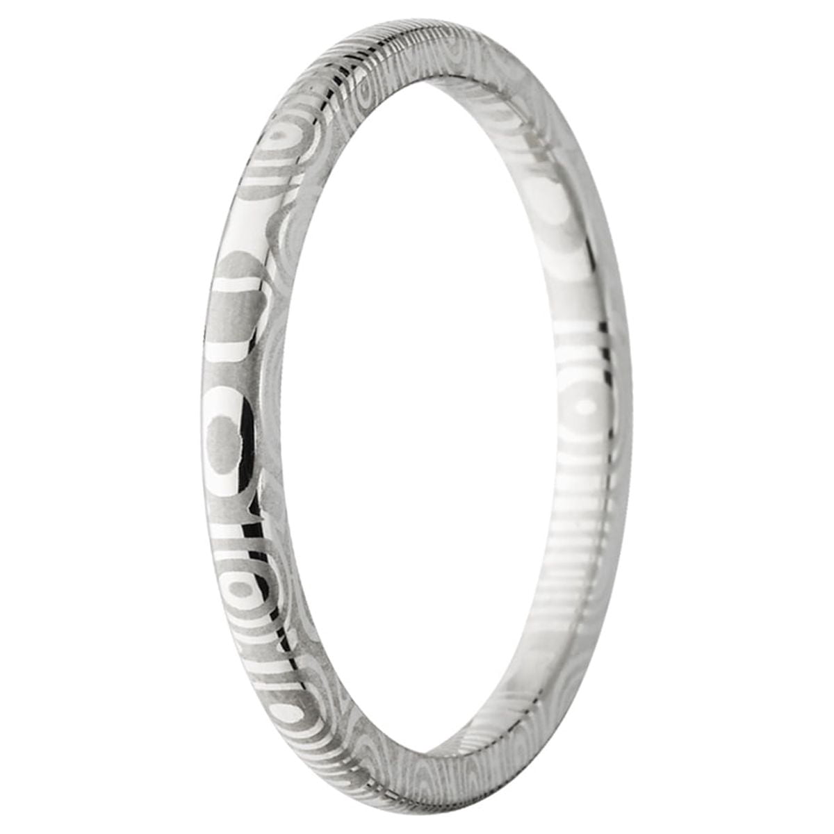 2mm Half Round Damascus Steel Ring