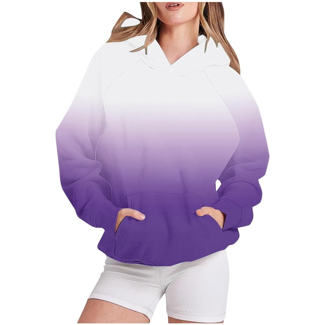 Rbaofujie Chandails à Capuche pour Femmes Mode Femme Manches Longues Col Rond Blouse Imprimée Chandail Décontracté à Enfiler Hauts Chandails à Capuche Cardigan Blanc Chandails pour Femmes