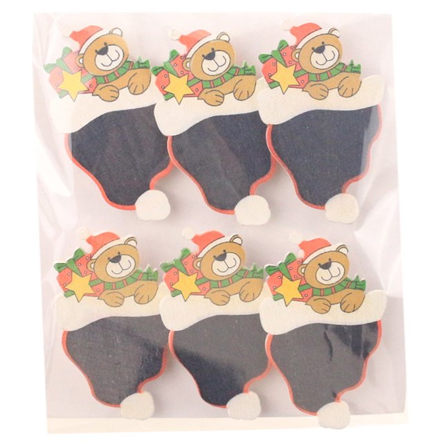 Coofit Pinces à Photo de Noël Décoratives 6 Pcs Pinces à Linge en Bois