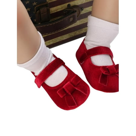 

Baby Girls Soft Sole Cloth Shoes T-Strap Mary Jane for Infant Prewalkers Toddler