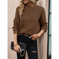 thumbnail image 6 of Long Sleeve Shirts for Women Fall Outfits V Neck T Shirts Button Down Tunic Tops Fashion Clothing Coffee Brown M, 6 of 7