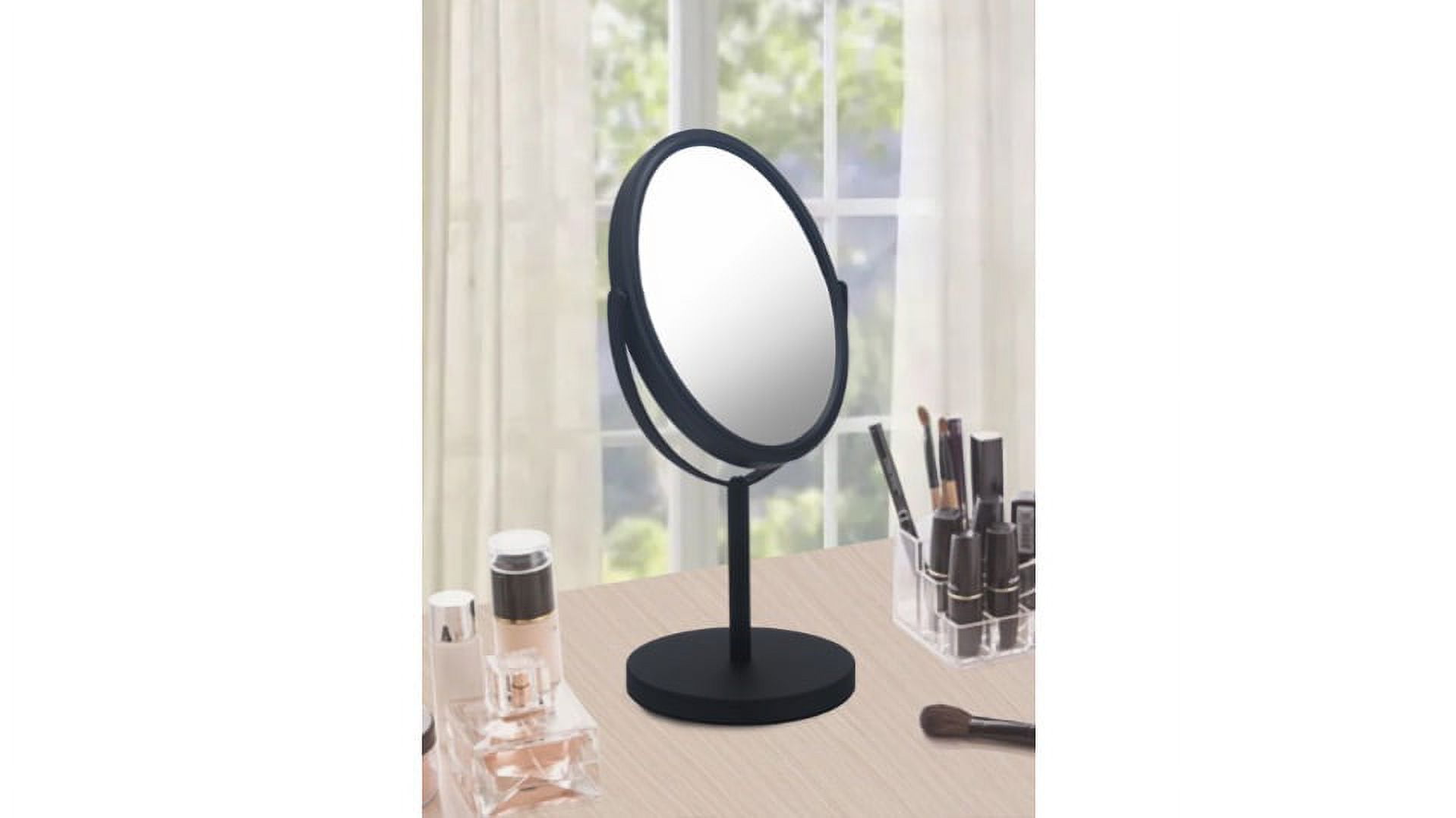 Eden Bath Round Two Sided 5X Black Framed Freestanding Makeup / Shaving Mirror