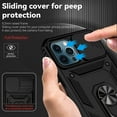 thumbnail image 4 of for iPhone 12 Pro Max Case, Soft TPU & Hard PC Anti-scratch Sliding Cover Full Protection Ring Stand Rotating Kickstand Holder Magnetic Shockproof Phone Case Cover for iPhone 12 Pro Max, Black, 4 of 8