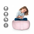 thumbnail image 2 of Picnic Storage Toy Bag Chair, Continuous Gingham Check Simplistic Concept Buffalo Squares Illustration, Stuffed Animal Organizer Washable Bag, Small Size, Pale Pink White, by Ambesonne, 2 of 3