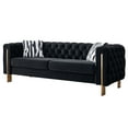 thumbnail image 2 of Chesterfield Modern Tufted Velvet Living Room Sofa with Gold Metal Legs, 84.25"W, Black - High-Density Foam Support & Removable Cushions, 2 of 9
